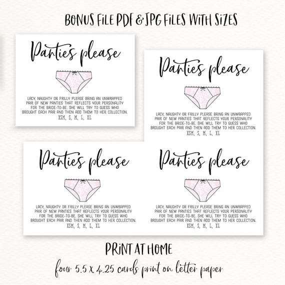 Panty Game, Bridal Shower Panty Game, Drop Your Panties, DIY Printable  Bridal Shower Game and Cards, Lingerie Shower Game, Bachelorette -   Canada