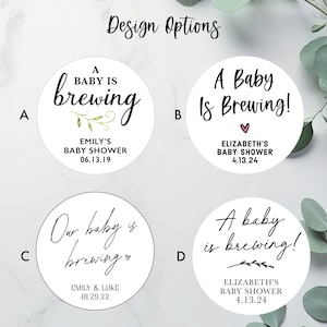 Baby Shower Coffee Cup Stickers, A Baby is Brewing Favor Labels