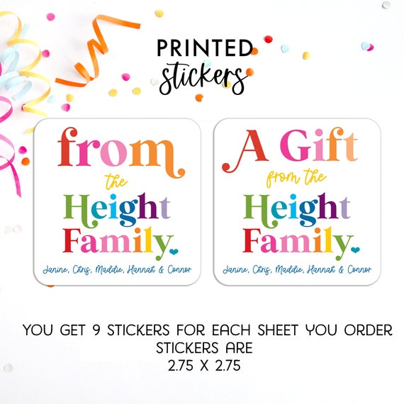 Personalized Family Gift Stickers, Rainbow Birthday Labels