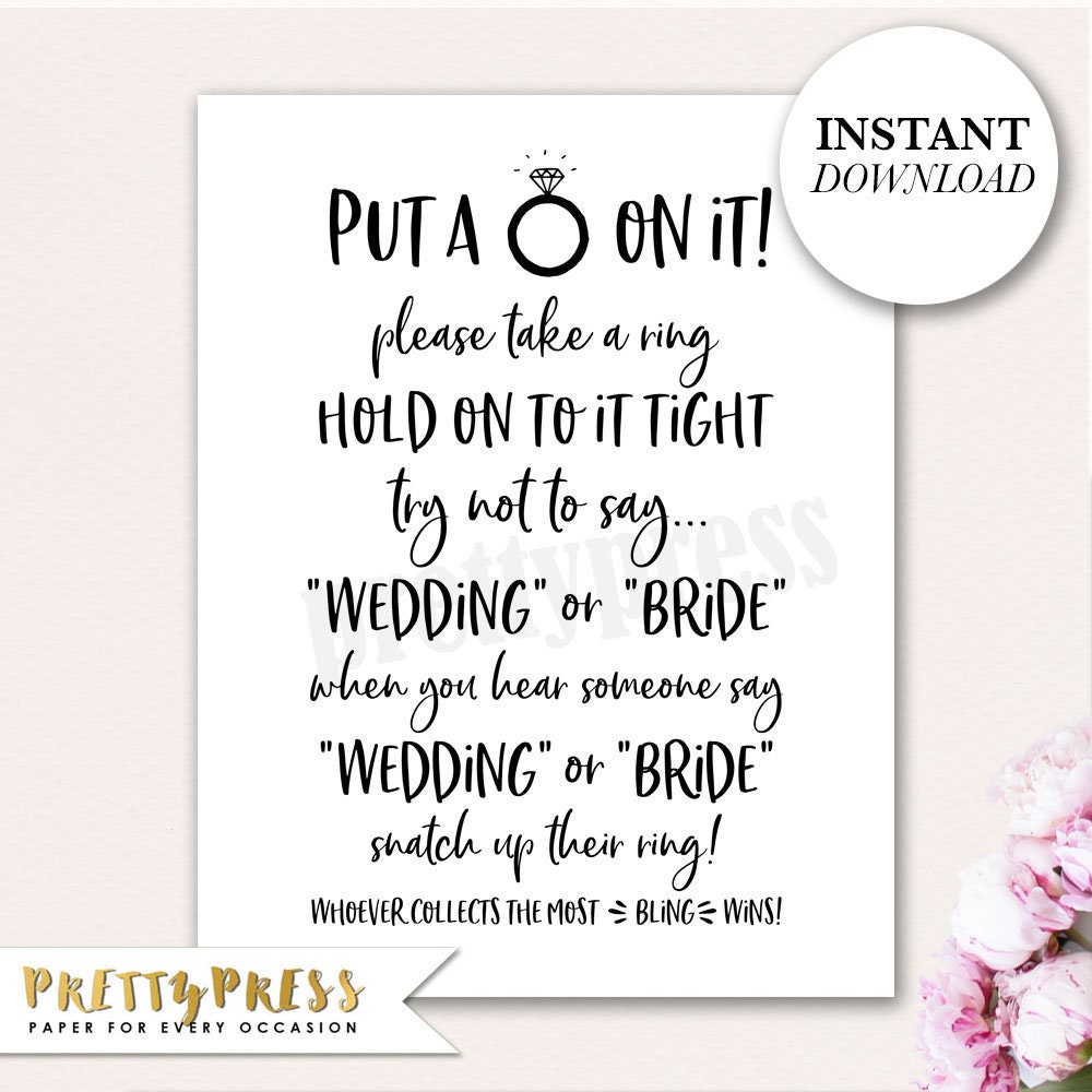 It's just a photo of Selective Put a Ring on It Bridal Shower Game Free Printable It is a photo of Selective Put a Ring on It Bridal Shower Game Free Printable
