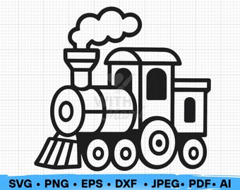 Train SVG, Cartoon Train Outline, Train Clipart, Train PNG, Kids Train SVG, Choo Choo Train, Locomotive Railroad, Cricut, Silhouette, File