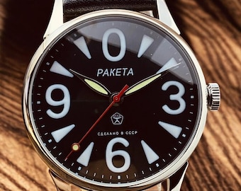 Vintage Watch  Raketa "Big Zero" Rare Mens wrist watch USSR Minimalist Soviet Style with Distinctive Dial