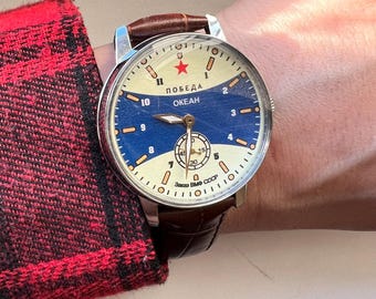 Movimiento mecánico original de cuerda manual Ocean Soviet para hombre URSS CCCP Retro Raro Antiguo Único