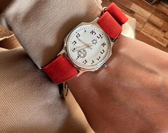Reloj de pulsera estilo hebreo soviético Pobeda URSS