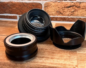 Objetivo soviético Zebra Helios 44-2 Cinema f2 58 mm + adaptador Sony