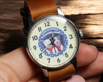 Pobeda Belka Stelka Watch Wrist Soviet Vintage USSR Dog CCCP