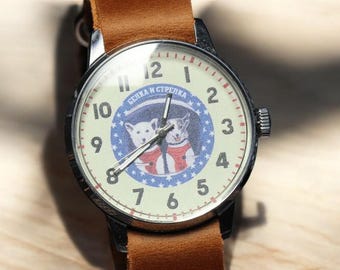 Belka Stelka reloj cosmonauta de la URSS estilo soviético Perros