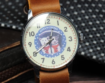 Pobeda Watch Belka Strelka Soviet Vintage USSR Dog Space, Best Friend Gift