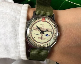 Pobeda Aircraft Watch American USA Aviation Vintage Gift for Dad, Grandfather