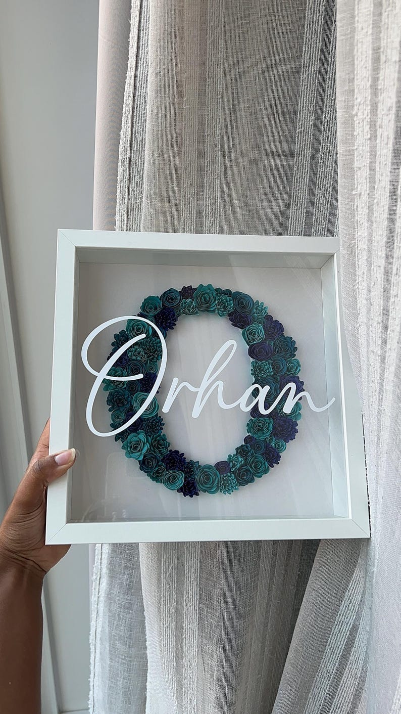 Initial Flower Frame | Shadow Box Frame| Custom Letter Decor ...