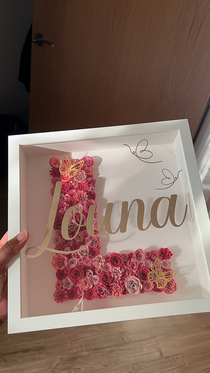 Initial Flower Frame | Shadow Box Frame| Custom Letter Decor ...