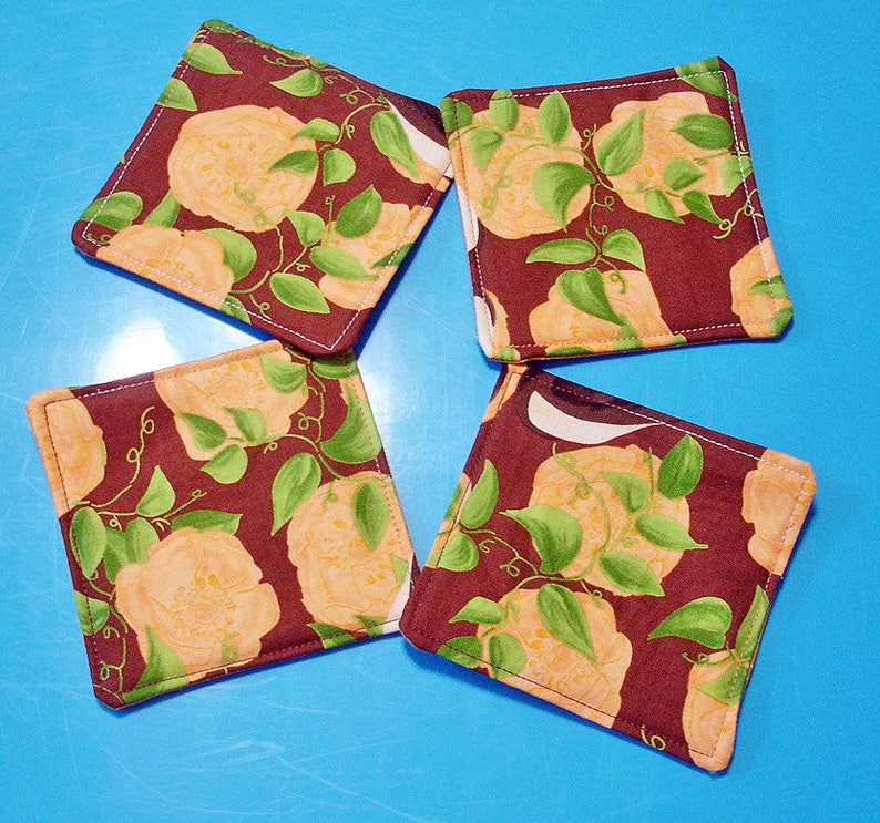 FREE Shipping DIY Quilted Coaster Kit Autumn Roses Easy Instructions