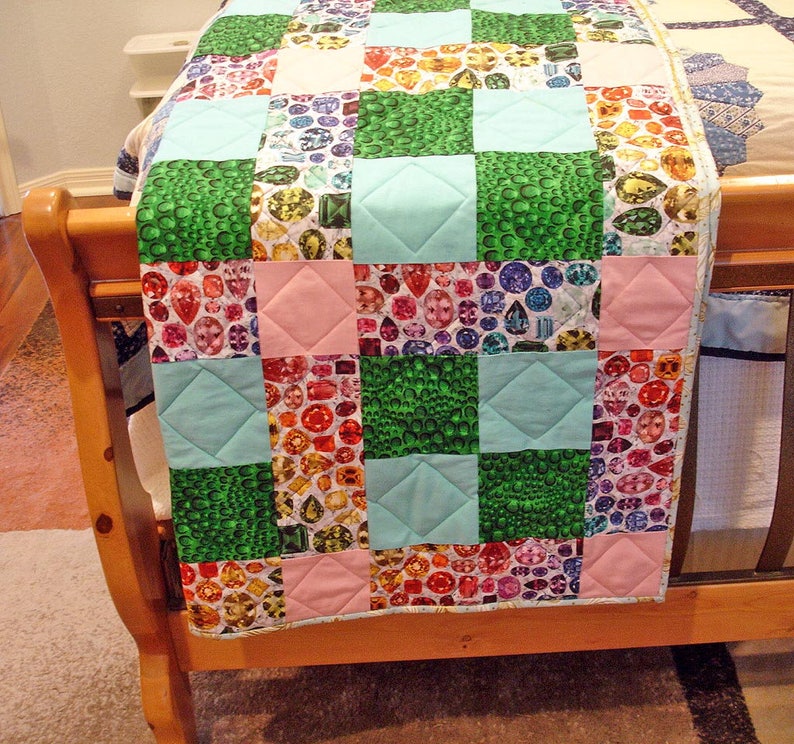 Lap Quilt Bejeweled Jewel Quilt 9 Patch Quilt FREE Etsy