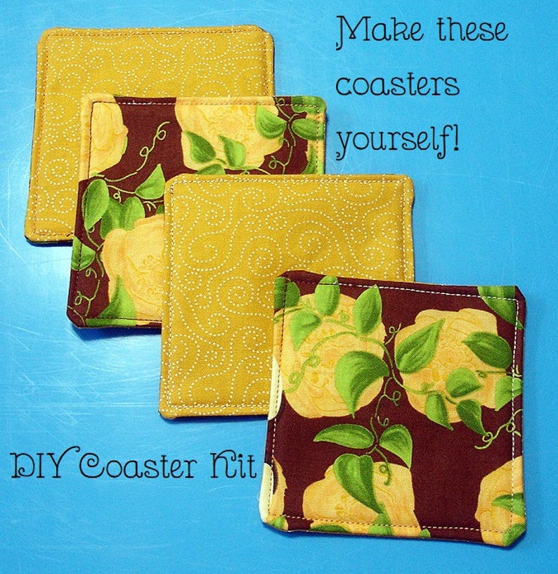 FREE Shipping DIY Quilted Coaster Kit Autumn Roses Easy Instructions