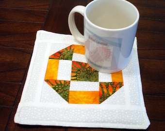 Quilted Mug Rug - Sunflower - Fabric Coaster - Quilted Coaster, 20% OFF