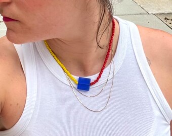 Primarily Colorful Beaded Choker Necklace