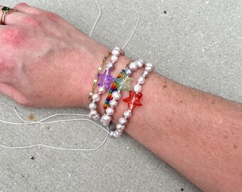 Mermaid Mother of Pearl Starfish Bracelet (Custom Sizing)