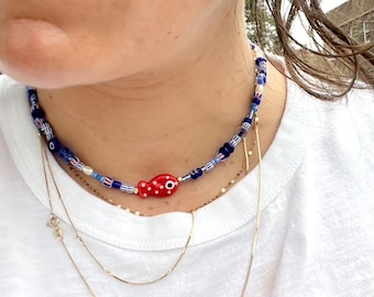 Portuguese-Tile-Inspired Fishy Choker Necklace