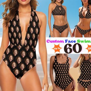 Benutzerdefinierte lustiges Gesicht Badeanzug, personalisierte Bikini mit Gesicht, Bikini für Sommerparty, Strand Badeanzug, Einteiliger Badeanzug, Urlaub Badeanzug
