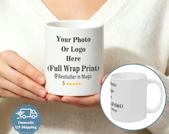 Custom Photo Personalized Coffee Mug for Him Her Couples, Custom Logo Office Work Mugs, Corporate Business Client Gift Cups