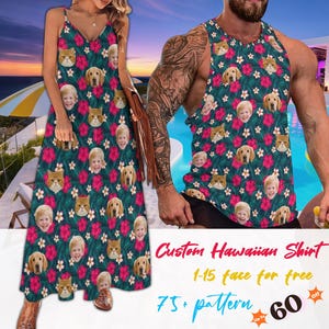 Custom Hawaiian Shirt with Face, Personalized Hawaiian Button Up Shirts, Family Matching Group Birthday Wedding Gift, Couples Hawaiian Shirt