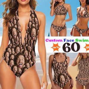 Benutzerdefinierte lustiges Gesicht Badeanzug, personalisierte Bikini mit Gesicht, Bikini für Sommerparty, Strand Badeanzug, Einteiliger Badeanzug, Urlaub Badeanzug