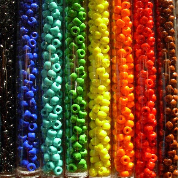 3/0 Seed Bead 9 Opaque Colors in 6'' Tubes