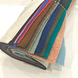 Wool Fabric Bundle of 13 Delicious Colors (12x12&quot;) for Wool Applique and Slow Stitch Projects