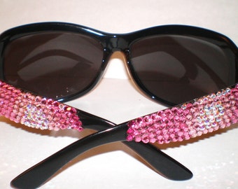 Pink Ombrè Crystal Bling Black Sunglasses