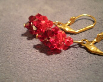 Red Ombre Swarovski Crystal Drop Earrings