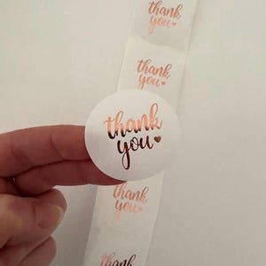 Stickers de remerciement en or rose, étiquettes rondes métalliques de 1,5 po., emballage d'affaires, cadeaux de mariage, fournitures pour petit magasin