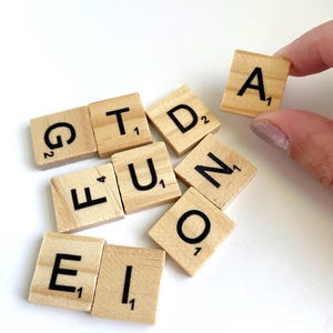 Scrabble Tiles Single Letter Wood Square Game Piece Craft Supplies Scrapbooking Crossword Letters Family Initials Wall Art Decor