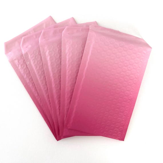 Pink Ombré Gradient Padded Bubble Mailer 4 x 7  Poly Mail Packaging Branded Shop Shipping Supplies Small Lot or Bulk Buy More and Save