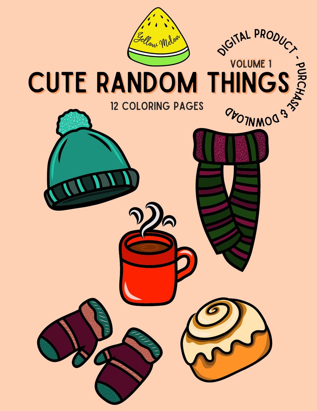Volume 1 - Random Things Coloring Pages – 12 Unique Designs (digital ...