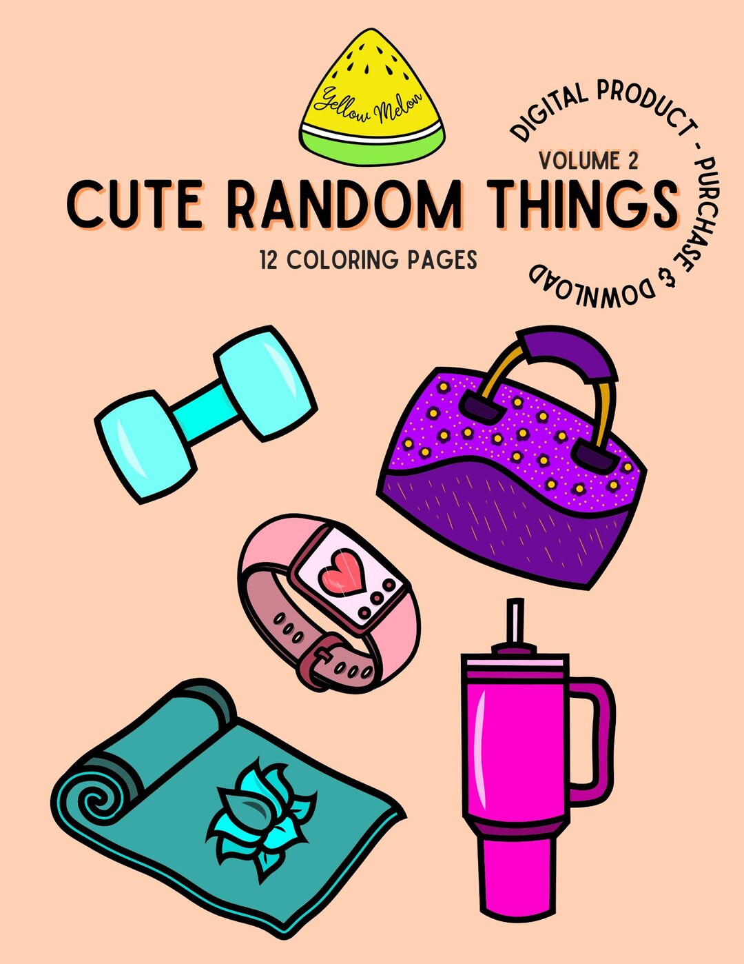 Volume 2 - Random Things Coloring Pages – 12 Unique Designs (digital ...