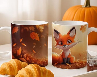 Autumn Fox Mug Gift For Fall Lover Cute Fox Coffee Mug Autumn Kitchen Decor Cozy Fall Drinkware Seasonal Tea Cup Gift Fall Animal Mug