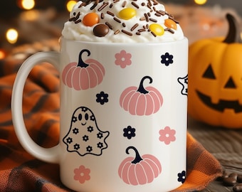 Cute Ghost Mug Halloween Design Gift For Spooky Season Cup For Latte Drinkware Present Idea For Her Pumpkin Spice Mug Gift For Him Office