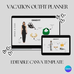 Planificador de atuendos digital / Tablero de estado de ánimo digital / Plantilla de Canva / Planificador de viajes / Organización de atuendos