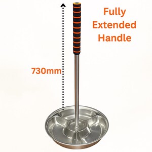 The Original No Bend Pet Feeder for Cats and Dogs, Stand Up Feeding Bowl with Extendable Handle and Stainless Steel Dish