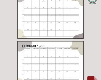 Monthly calendar/Yearly calendar/Monthly plan/Yearly plan/Monthly overview/Yearly overview/Monthly agenda/Yearly agenda 2025 Template as PDF file