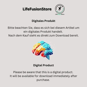 May include: A digital product graphic with a stylized brain icon. The text reads "Digitales Produkt" in German and "Digital Product" in English. The text also reads "Please be aware that this is a digital product. It will be available for download immediately after purchase."