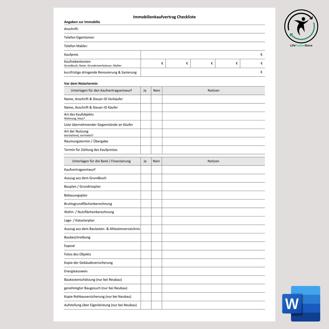Real Estate Purchase Agreement Checklist Template as an Editable ...