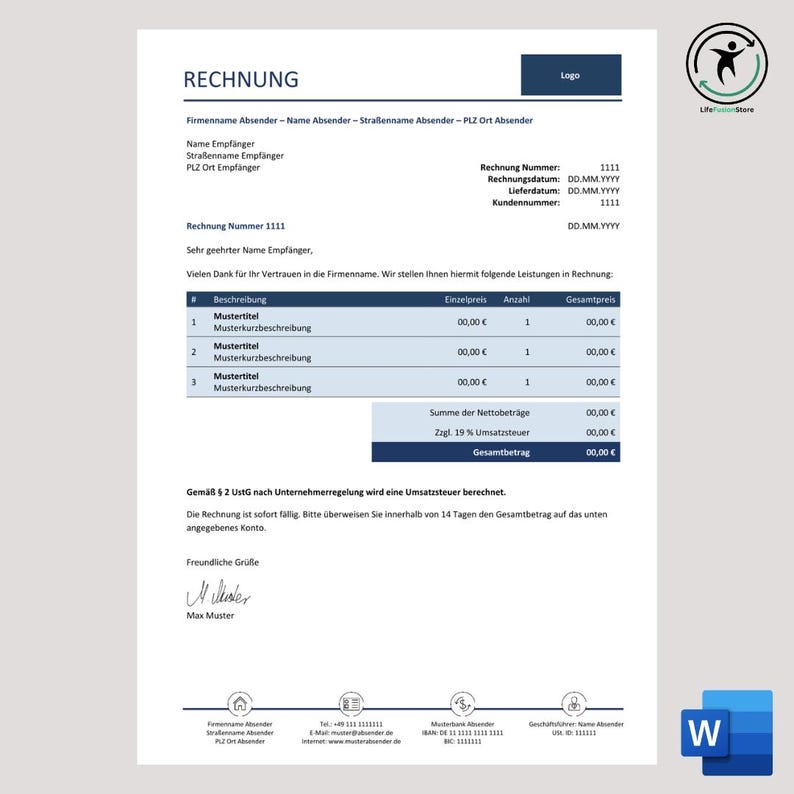 Detaillierte Rechnung