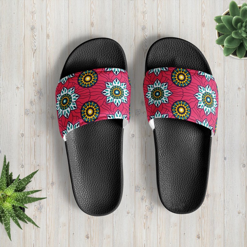 Womens African Pink Ethnic Tribal Print Slides - Etsy