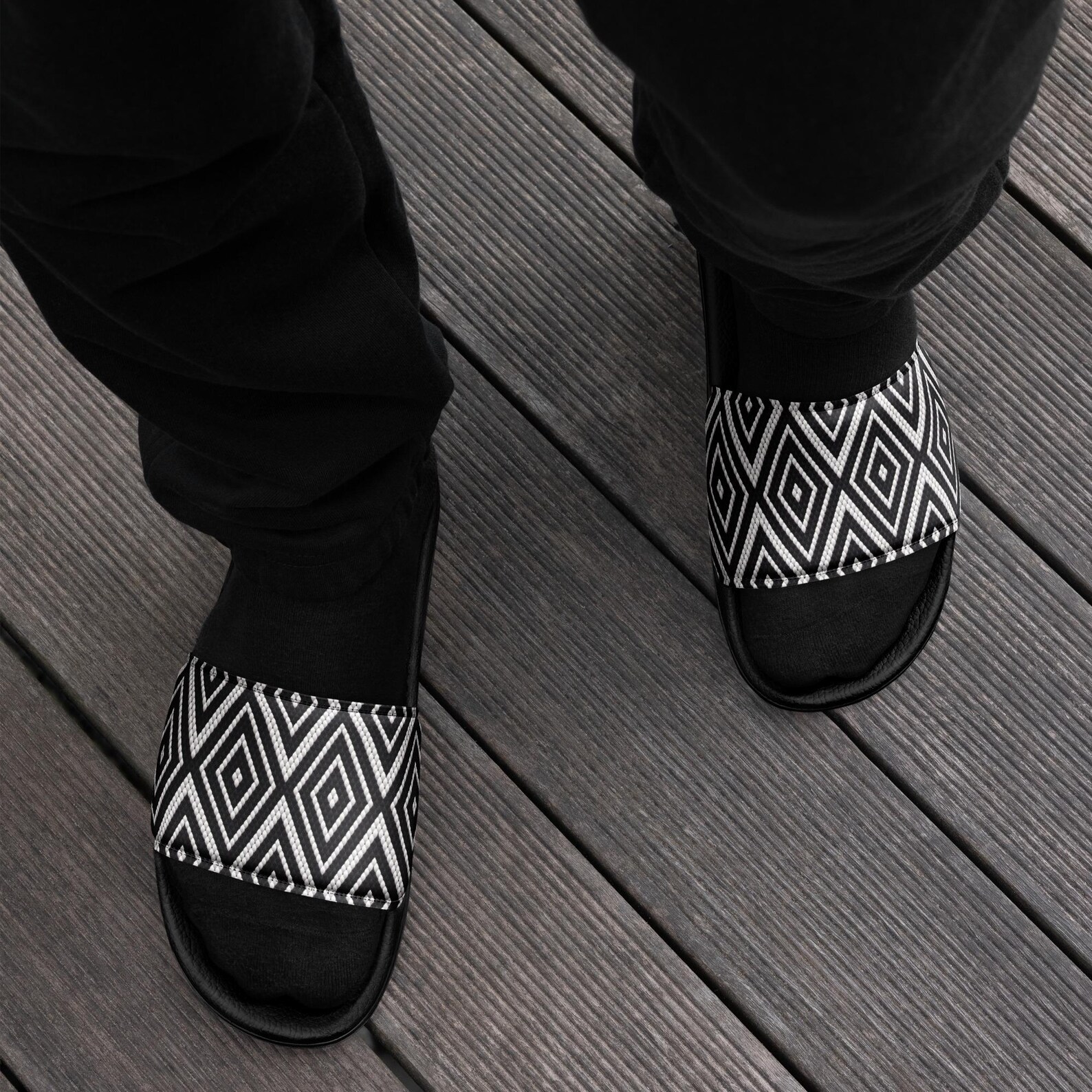 Mens African Black and White Ethnic Tribal Print Slides - Etsy