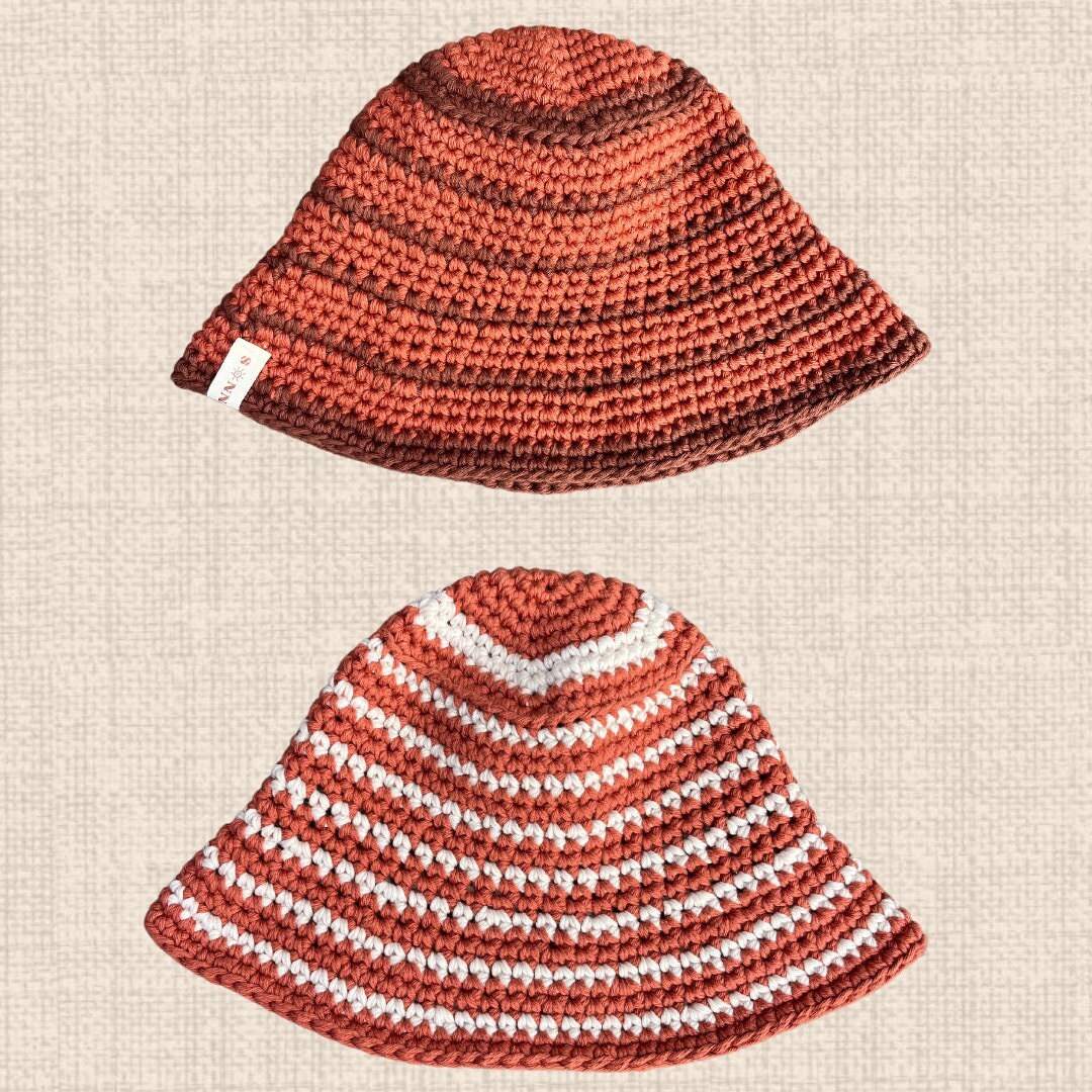 Striped Scallop Crochet Bucket Hat