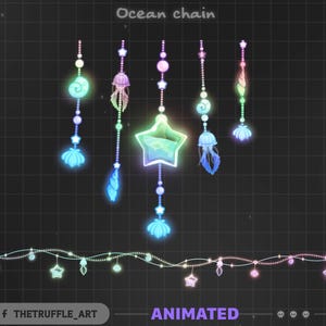 Rainbow Ocean Light Chains Animated Stream Decoration, Ocean Elements Light, Sea Furin  Twitch Overlay for Streamer, Vtuber, OBS, Streamlabs