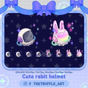 バニー宇宙飛行士ヘルメット Twitch サブバッジ、レインボーラビットヘルメットストリームサブバッジ（ストリーマー、Vtuber、YouTuber、OBS、Twitch 用）