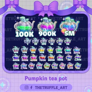 Set of 31 Pumpkin tea pot Twitch Bit Badges, Tea pot Sub Badges for Streamers, YouTubers & Discord