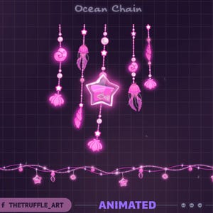 Pink Ocean Light Chains Animated Stream Decorations, Ocean Elements Lights, Sea Furin  Twitch Overlay for Streamer, Vtuber, OBS, Streamlabs